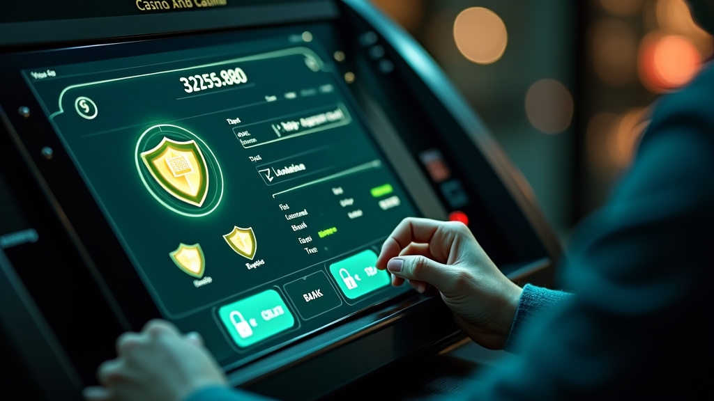 Secure casino payment screen with shield icons and masked transaction details
