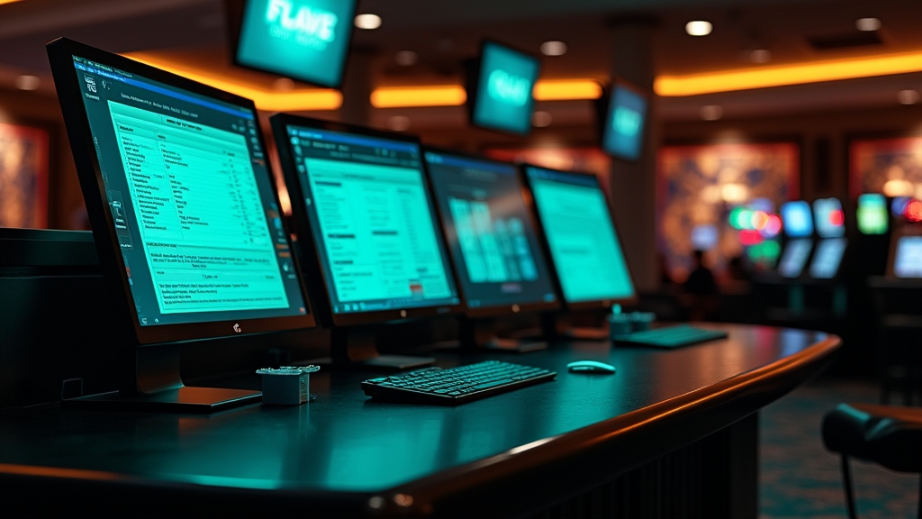 Casino verification desk with ID documents and payment proof on a glowing screen