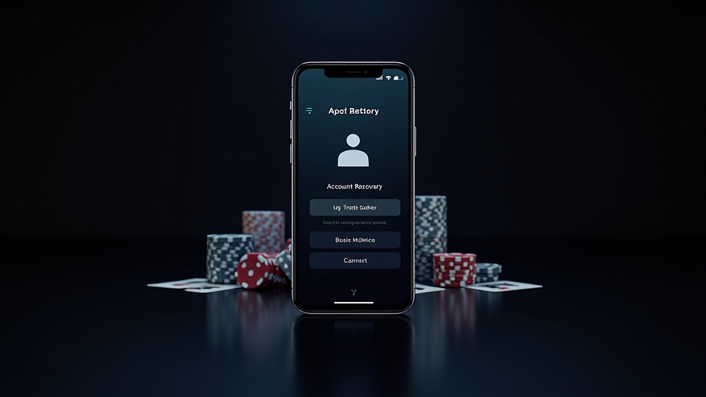 Smartphone login and recovery screen in a dim casino environment